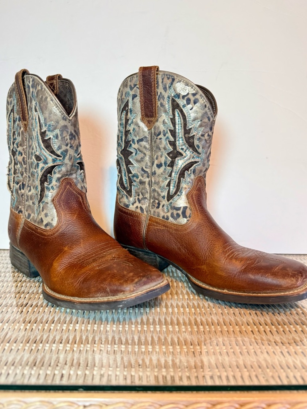 Ariat Girls' Koel VentTEK Western Riding Cowboy Boots Leather Leopard Size 5 - Picture 13 of 13